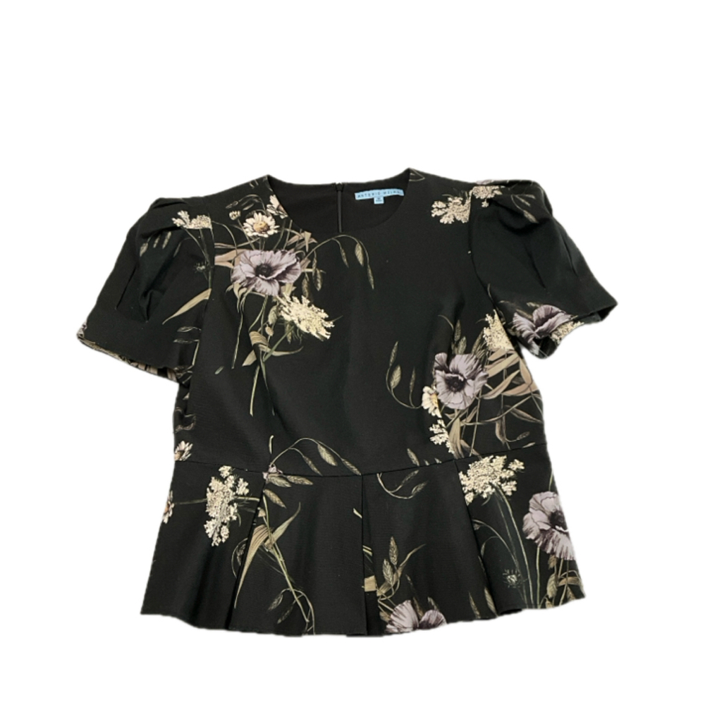 Antonio Melani Black Floral top- size 12 NWT